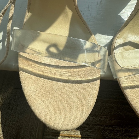 Lulu’s Nude Block Clear Strap Lace Up Strappy Heel Sandals (Style Morini 8.5) - Picture 5 of 9